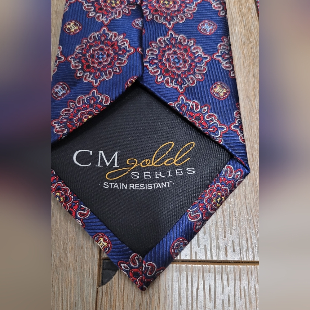 The CM Gold Series Blue & Red Check Woven Silk Tie